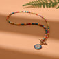 4mm Colorful Stone Choker Necklace for Women | Round Evil Charm Pendant