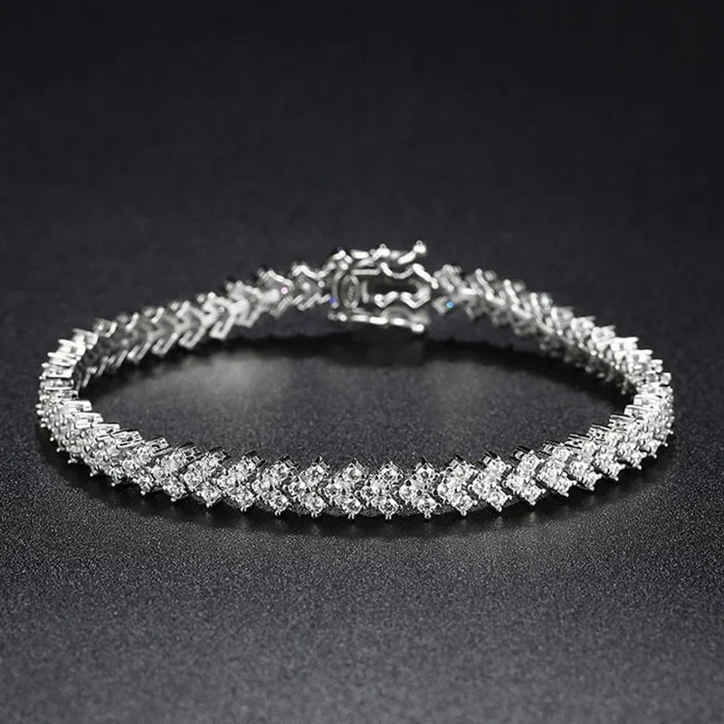 NeeTim Moissanite Tennis Bracelet 925 Sterling Silver Lab Diamond Bracelets with White Gold Plated  Fine Jewelry For Women