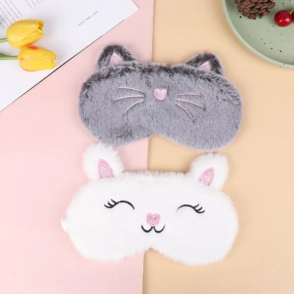 Plush Cat Eye Mask for Sleep | Soft Travel Blindfold