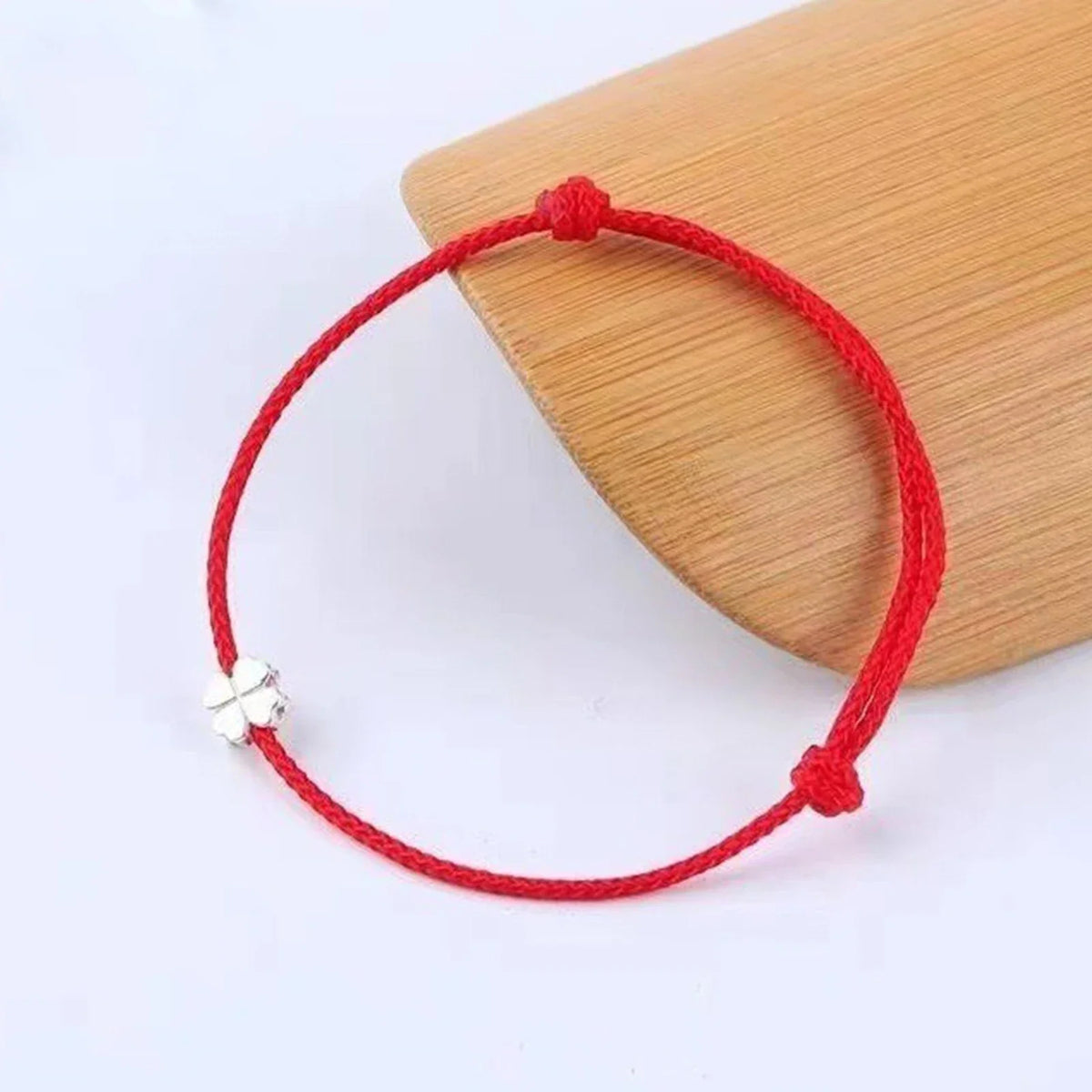 S925 Sterling Silver Flowers Red Rope Clover Adjustable Bracelet For Women Fine Jewelry Minimalist Accessories