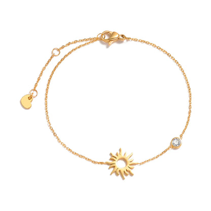 Birthstone Zirconia Thin Chain Link Cross Bracelet Stainless Steel Women's Adjustable Link Stacked Layered Chain Bracelets