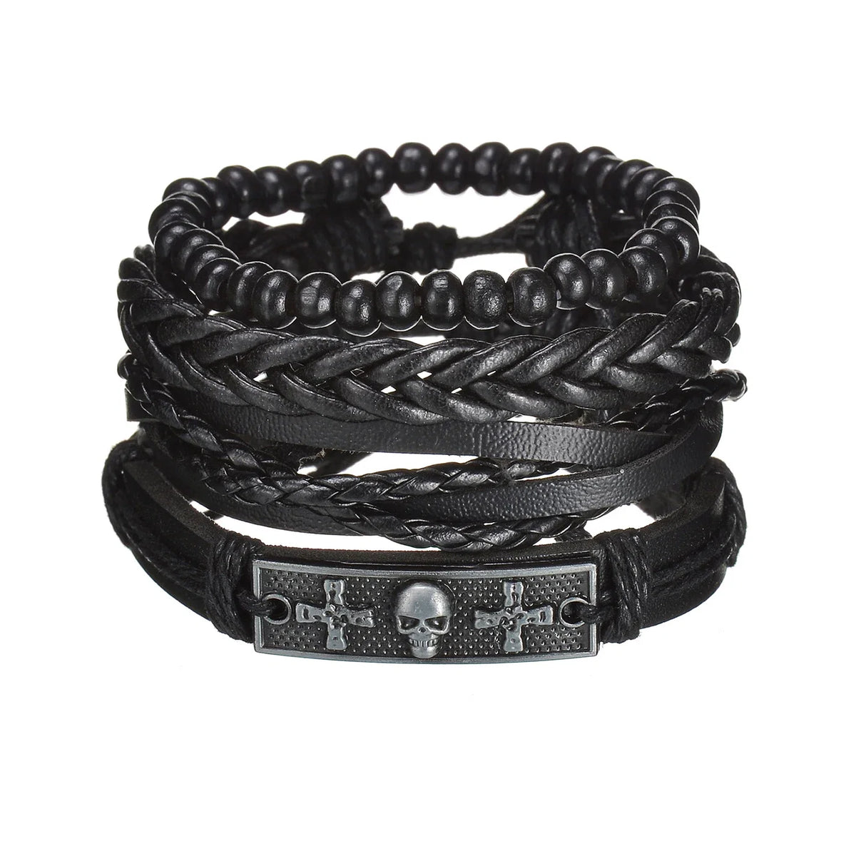 MeMolissa New Fashion Braided Wrap Leather Bracelets for Men High Quality Vintage Charm Wood Beads Ethnic Tribal Wristbands
