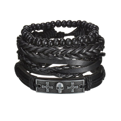 MeMolissa New Fashion Braided Wrap Leather Bracelets for Men High Quality Vintage Charm Wood Beads Ethnic Tribal Wristbands