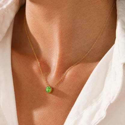 SUNIBI Stainless Steel Birthstone Necklace for Woman Gold Color Bride Designer Pendant Necklaces Birthday Gift Jewelry Wholesale