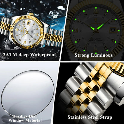 POEDAGAR Classic Luxury Men's Quartz Watches Stainless Steel Date Man Watch Waterproof Luminous Fashion Business Male Wristwatch