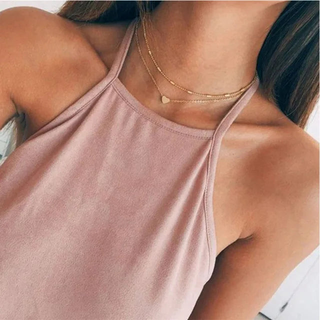 Tiny Heart Necklace for Women | Short Chain Pendant Necklace Gift