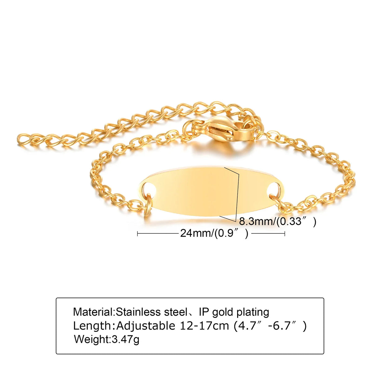 Custom Personalized Name ID Bracelet Gilrs Boy Gifts, Stainless Steel Curb Chain Link Crown Bracelet Not Allergic