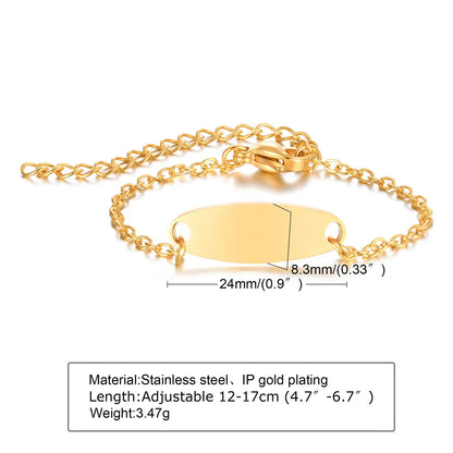 Custom Personalized Name ID Bracelet Gilrs Boy Gifts, Stainless Steel Curb Chain Link Crown Bracelet Not Allergic