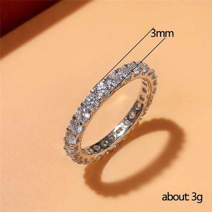 925 Sterling Silver New Trendy Thin Finger Rings Band with Shiny Cubic Zirconia Simple Stylish Daily Wear Jewelry for Women