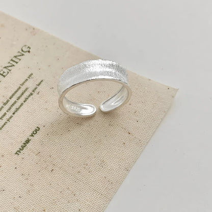 925 Sterling Silver Frosting Geometry Ring | Textured Wide Band for Women