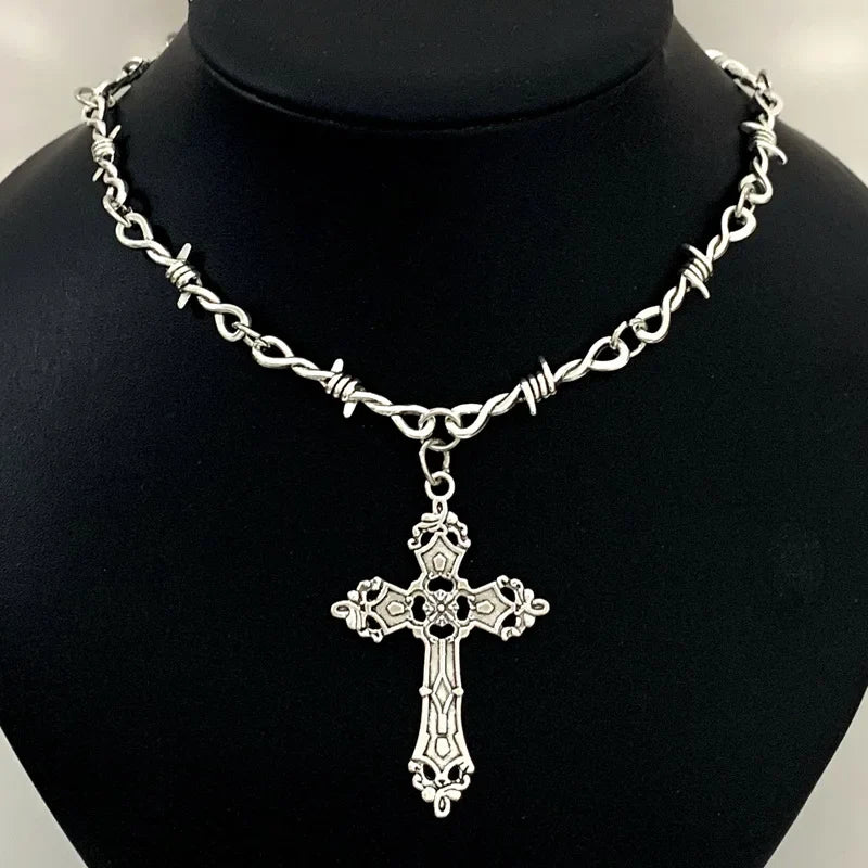 Barbed Wire Choker Necklace | Gothic Punk Thorns Chain for Women