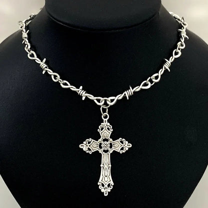 Barbed Wire Choker Necklace | Gothic Punk Thorns Chain for Women