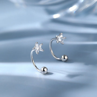 925 Silver Star Flash Crystal Summer Small Fresh Female 2022 New Trendy Personality Earrings
