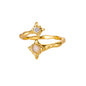 Zircon Flower Rings For Women Gold Color Double Flower Adjustable Stainless Steel Ring Wedding Party Christmas Jewelry Gift