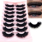 5-8 Pairs Natural Russian Striped Mink Lashes | 3D Volume Wavy False Eyelash Extensions