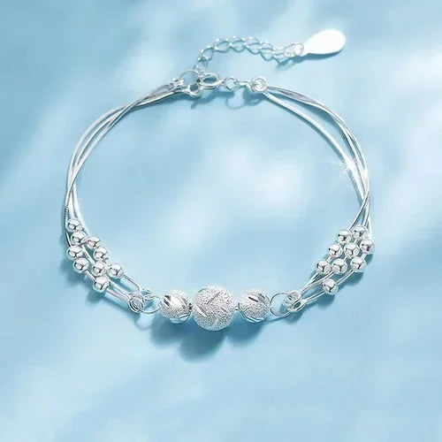 925 Sterling Silver Heart Shaped Bracelet For Women Retro Korean Versatile Blue Crystal Charm Bracelets Original Party Jewelry
