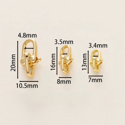 2Pcs/Pack 14/18K Gold Plated Spring Clasps Brass U Shape Lobster Clasp Connector for DIY Jewelry Bracelet Making Accessories