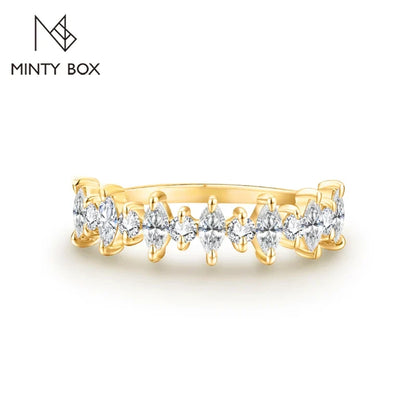 MINTYBOX 4*2mm D Color 925 Sterling Silver Moissanite Ring for Women Passed Diamond Tester 18k Plated Engegament Wedding Rings