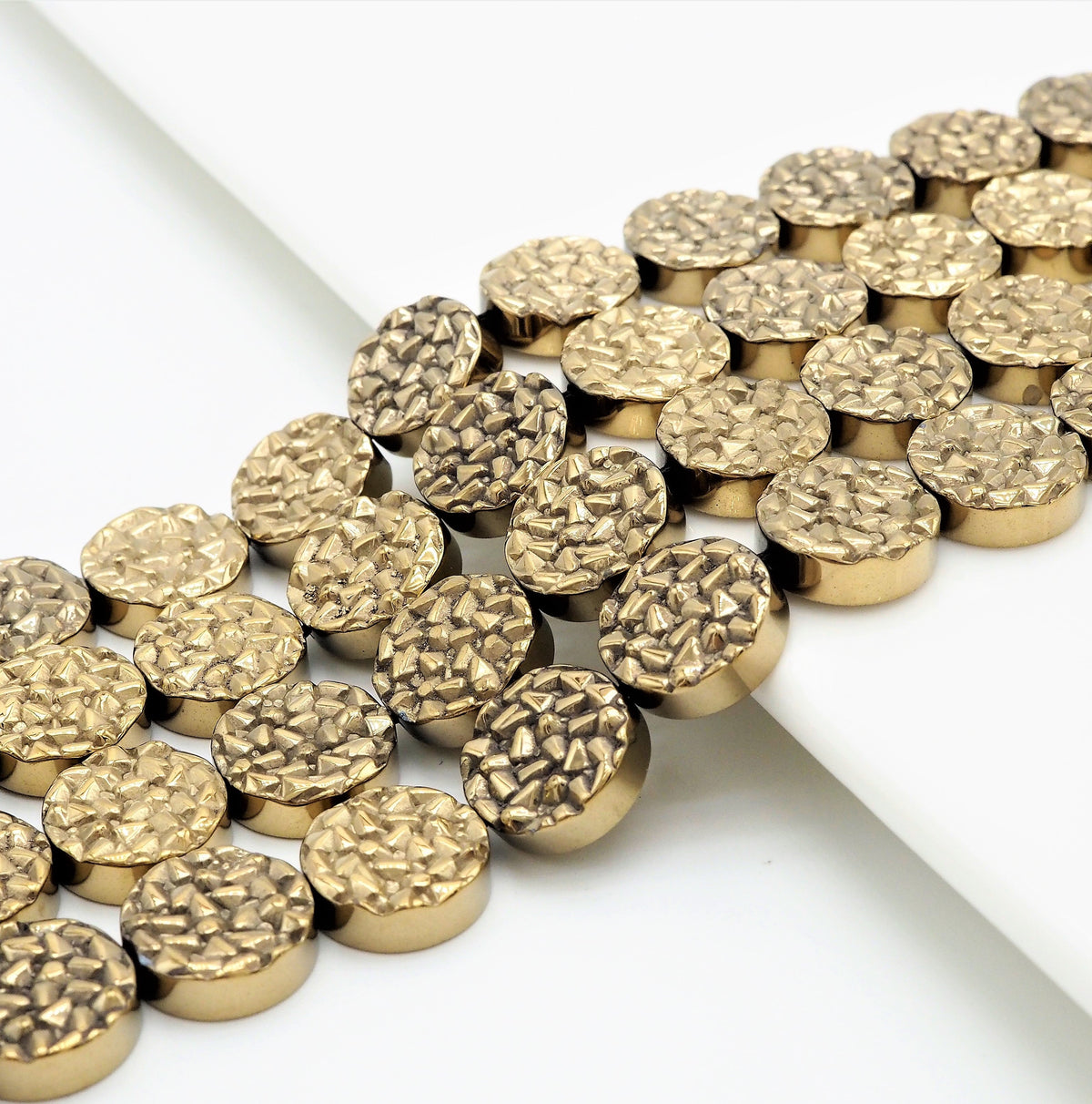 Natural Gold Druzy Style Hematite Beads, S101