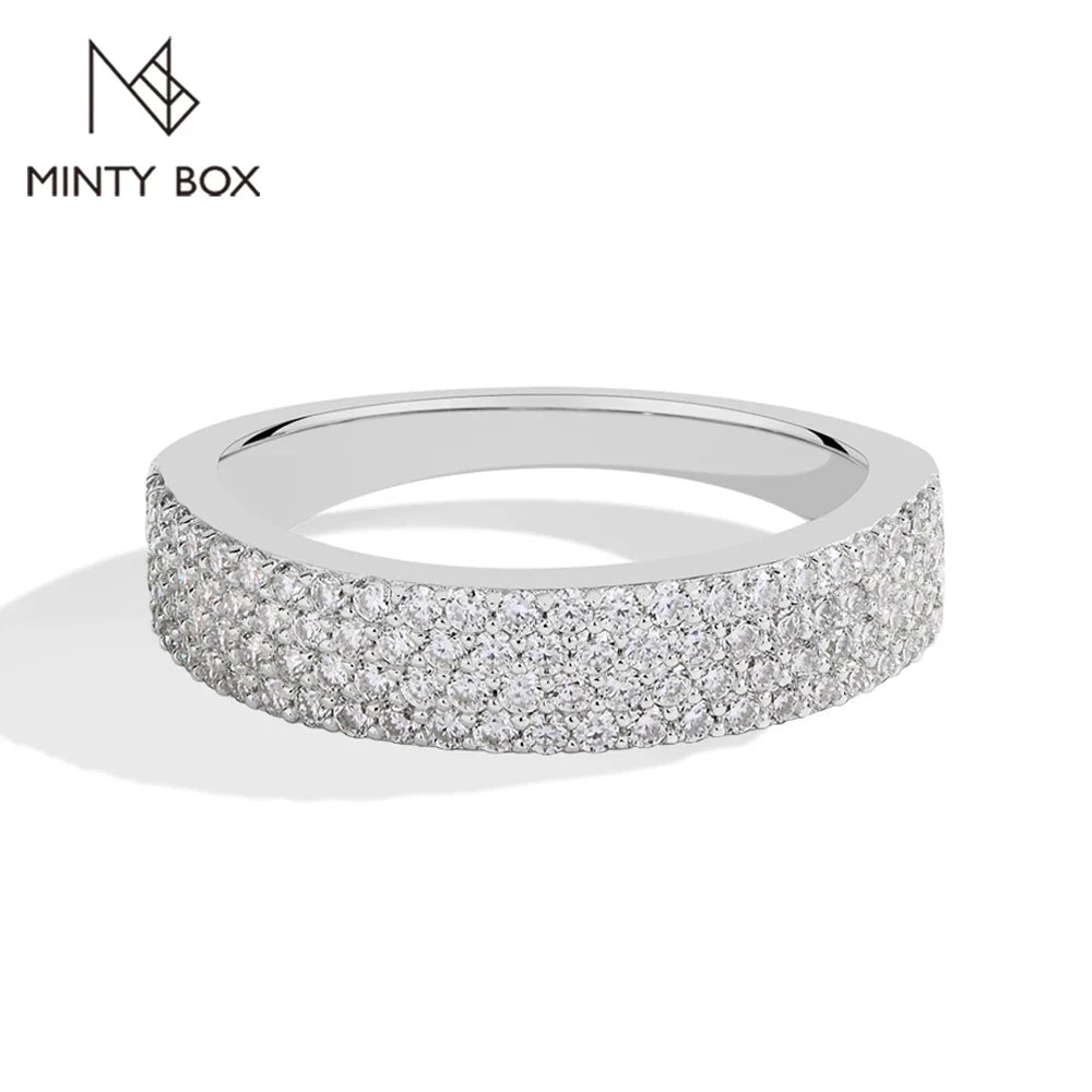 MINTYBOX Moissanite Wedding Band S925 Sterling Silver Ring for Women Lab Diamond Stackable Rings Engagement Fine Jewelry Gift