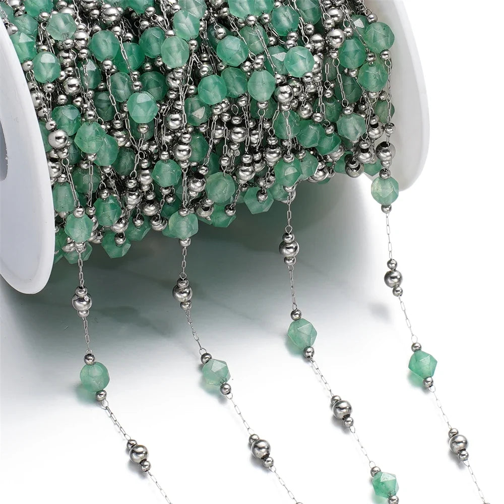 1Meter/Lot Mixed Stainless Steel Irregular Stone Beads Chains for Handmade DIY Necklace Bracelets Jewelry Making Accessories