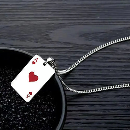 1Pcs Creative Poker Card Necklace Pendant Spades Heart Ace Trendy Hip Hop West Coast Necklace Pendant Daily Accessories