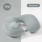 Portable Inflatable U-Shaped Neck Pillow for Travel | Press-Inflatable Neck Support with Built-In Storage