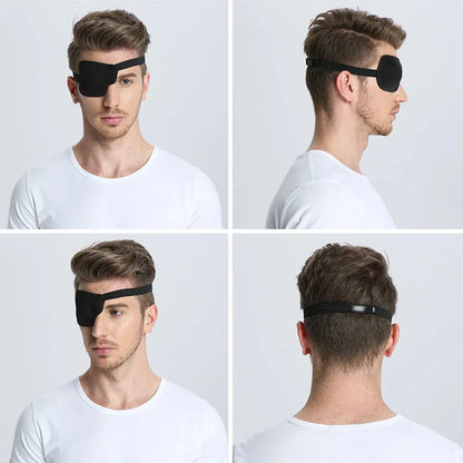 Black Single Eyepatch Blindfold | Adjustable Eye Mask for Sleeping, Amblyopia, and Costume Props