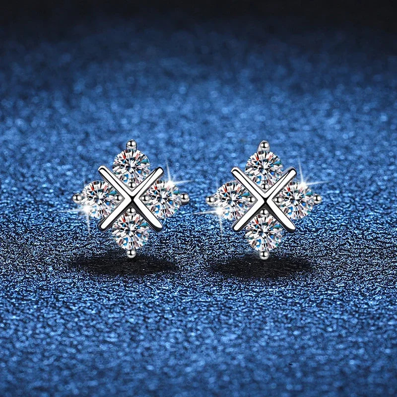 NeeTim D Color Moissanite Stud Earrings For Women Top Quality 925 Sterling Silver Sparkling Diamond Engagement Wedding Jewelry