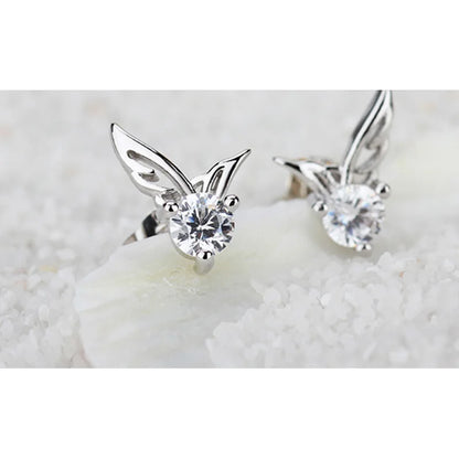 925 Sterling Silver Angel Wings Zircon Stud Earrings | Luxury Women's Designer Jewelry