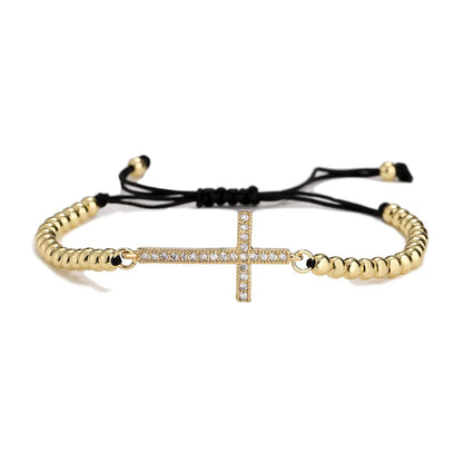 NEWBUY Classic AAA+ Cubic Zirconia Cross Charm Bracelets For Women Adjustable Copper Chain Bracelet & Bangle Dropship Jewelry