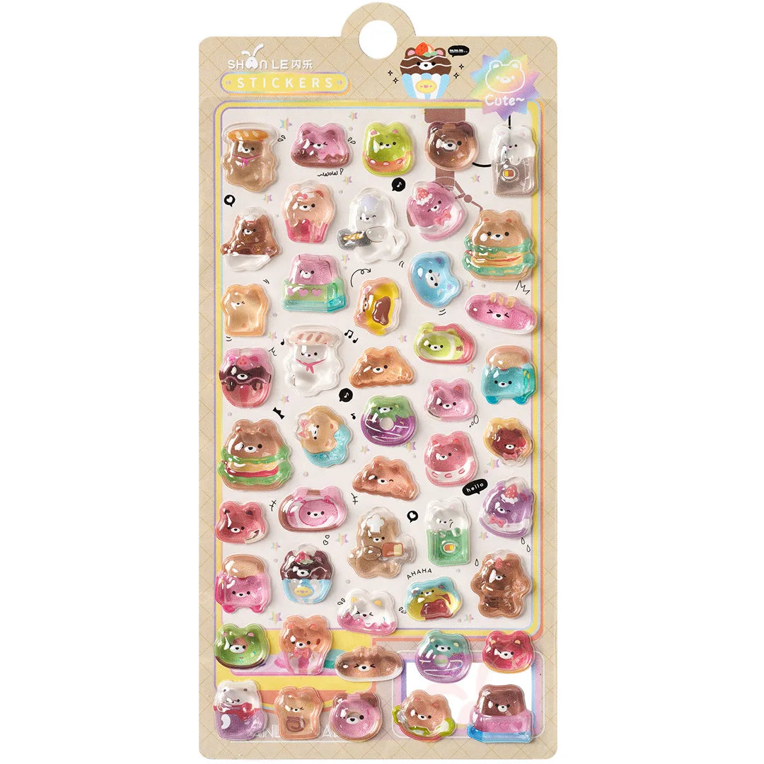 Japanese Anime Food Stamping Seal Fun | 3D Crystal Diamond Sticker Set for Kids