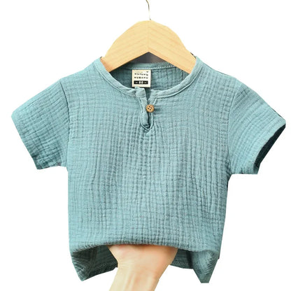 Kids Cotton Linen Long Sleeve T-Shirt | Soft Casual Top for Babies and Toddlers