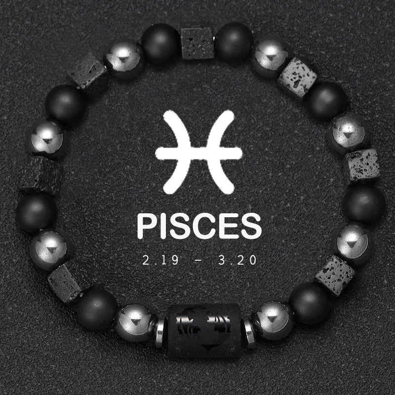 12 Zodiac Bracelets Natural Stone Cancer Virgo Leo Libra Bracelet Couples Friendship Gifts Bracelets Jewelry pulsera hombre