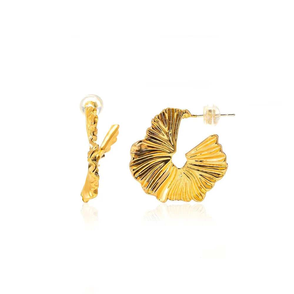 Vintage Round Stainless Steel Hoop Earrings For Women Gold Plated Earring 2023 Trending Statement Ear Jewelry Christmas Gift
