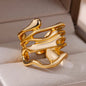 Stainless Steel Bamboo Joint Rings For Women Men Silver Color Open Adjustable Male Female Engagement Wedding Ring Jewelry