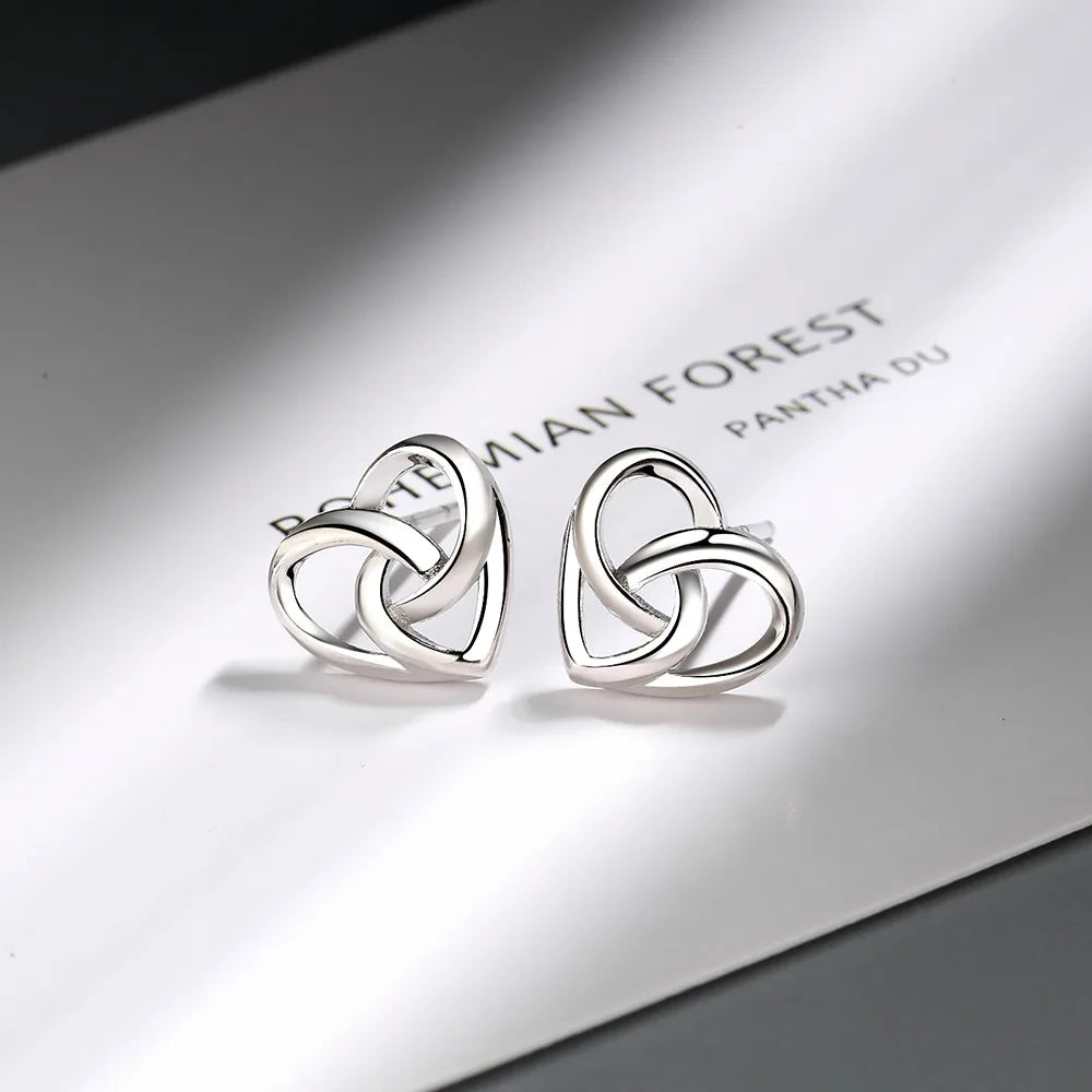 925 Sterling Silver Love Heart Stud Earrings | Classic Fine Jewelry for Women
