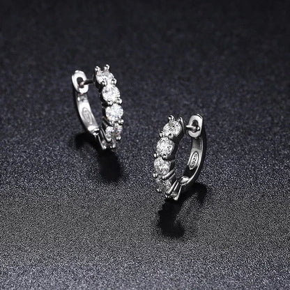 NeeTim 3mm D Color Moissanite Earrings 925 Sterling Silver Plated White Gold Hoop Earring for Women Wedding Party Fine Jewelry