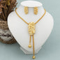 New Fashion Gold Plated Jewelry Set Pendant Dubai Italy Necklace Drop Earrings for Women Adjustable Chain Party Bohemia Jewelry