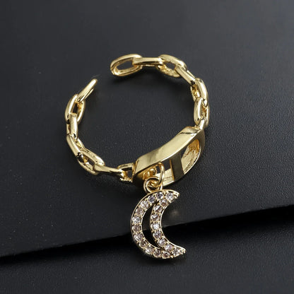 Cross Diamond Letter Ring Niche Design Pendant Trendy Daily Versatile Women's Ring New Open Adjustable Ring