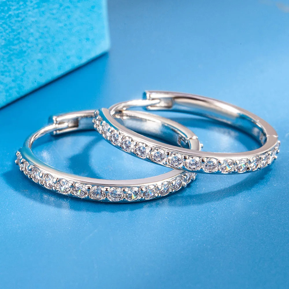 925 Sterling Silver 8/12/16/20MM Zircon Hoop Earrings For Women Wedding Engagement Luxury Jewelry Accessories Money 925