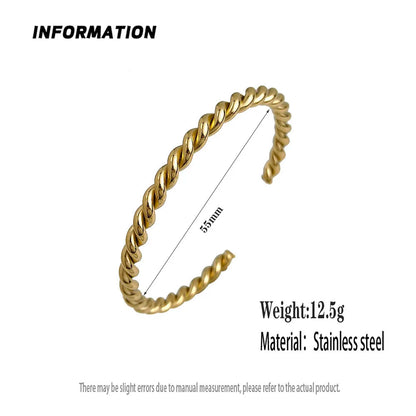 Double-layer wire-wrapped stainless steel gold-plated 18K bracelet, high-quality waterproof silver jewelry, gift for couples