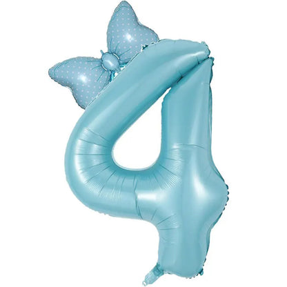 Number Foil Balloon Set with Bows | Birthday Party Decor