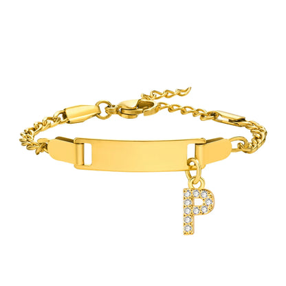Personalized Name Bracelet With Initials for Boy Girl, Free Engraving Date ID Wristband Birthday Gift