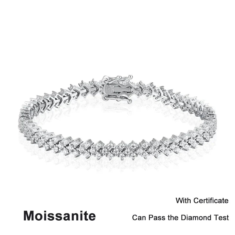NeeTim Moissanite Tennis Bracelet 925 Sterling Silver Lab Diamond Bracelets with White Gold Plated  Fine Jewelry For Women