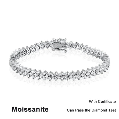 NeeTim Moissanite Tennis Bracelet 925 Sterling Silver Lab Diamond Bracelets with White Gold Plated  Fine Jewelry For Women