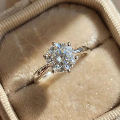 925 Sterling Silver Six Claw Cubic Zirconia Wedding Ring for Women Simple Elegant Engagement Proposal Rings Gift Fashion Jewelry