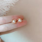 14k Gold Zircon Pearl Twist Stud Earrings | Luxury Women's Jewelry