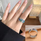 925 Sterling Silver Frosting Geometry Ring | Textured Wide Band for Women