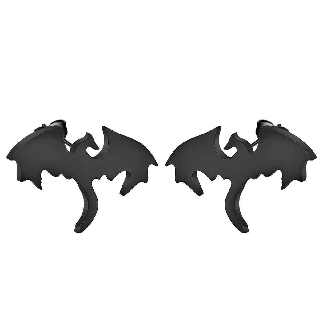 Punk Black Western Dragon Ear Stud | Stainless Steel Stud Earrings
